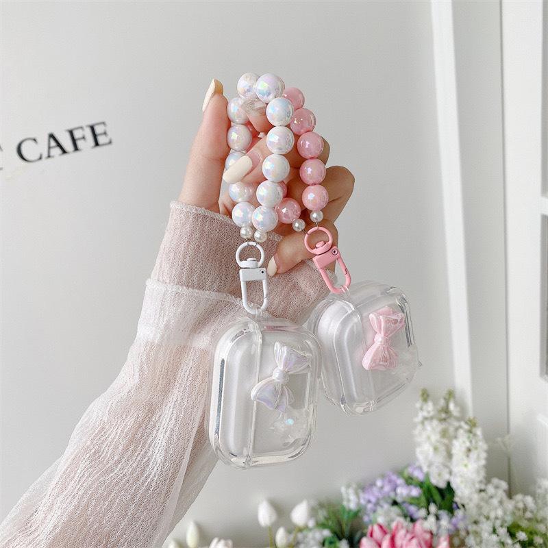 Star Bow Transparent Airpodpro3 Suitable For Apple Bluetooth Headset Cover Airpod4 Bracelet