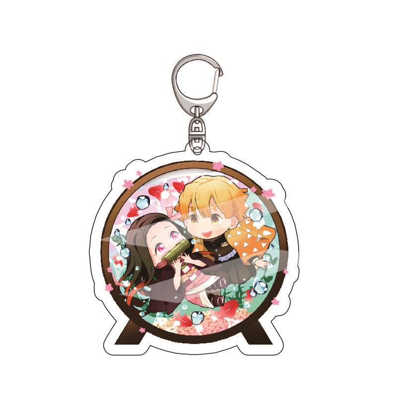 Anime Demon Slayer Acrylic Keychain Tanjiro Kamado Nezuko Zenitsu Agatsuma Inosuke Hashibira Pendant Charm 4PCS Collection Beautiful Gift