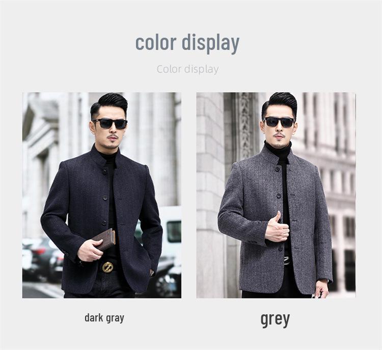 2026 Men's Double-Sided Woolen Coat: Winter Stand Collar Fashion Cashmere Jacket for Middle-Aged