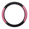 Universal Elastic Leather Steering Wheel Cover with 3D Diamond Embroidery