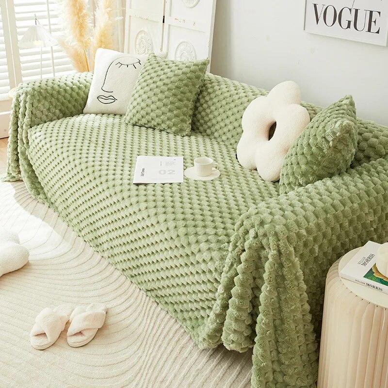 Modern Simple Solid Color Sofa Throw Cover, Universal Non-slip Sofa Towel, Nordic Dust, Anti-Scratch Protection Blanket