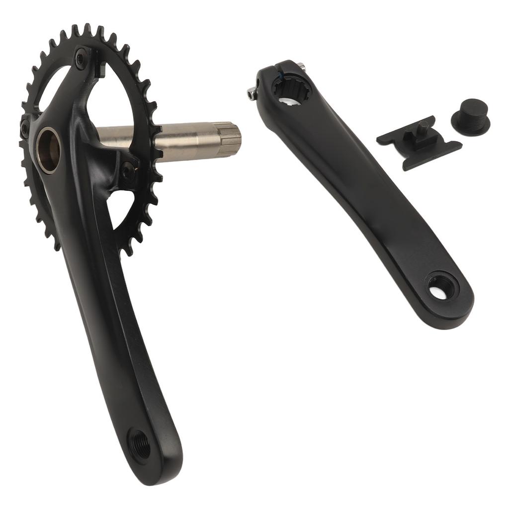 34T Bike Crankset Hollow Integrated Single Speed Round Chainring Aluminium Alloy Bike Crank Arm Set for MTB BMX Road