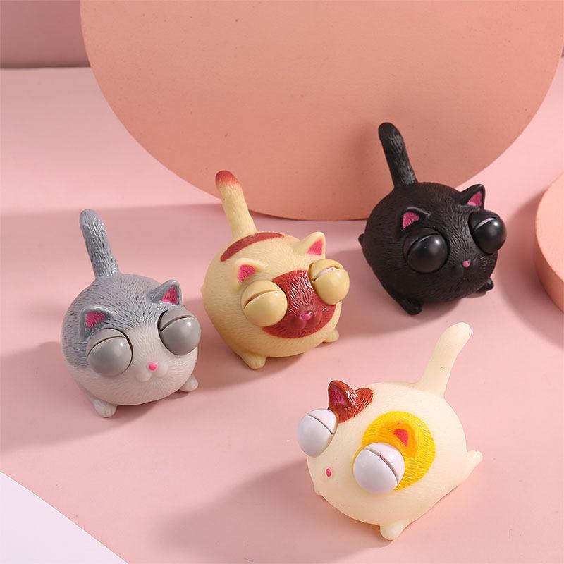 Funny Fidget Squeeze Burst Eyes Cat Animal Vent Toy Angry Cat Stress Relief Anti-Stress Soft Squeeze Toy For Adults And Children