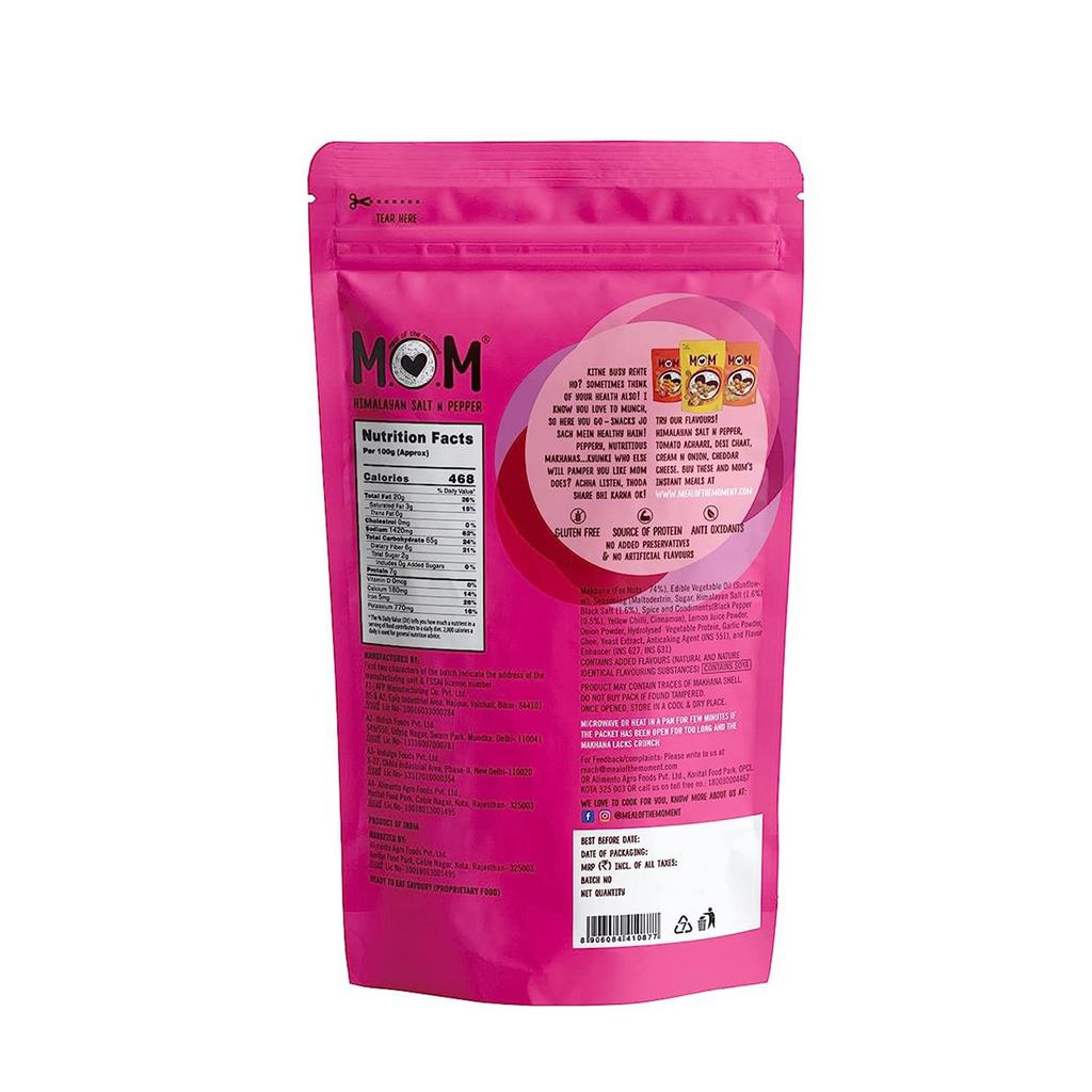 MOM - Meal of the Moment Roasted Himalayan Salt N Pepper Makhana 60 G (Pack of 3) Gluten Free
