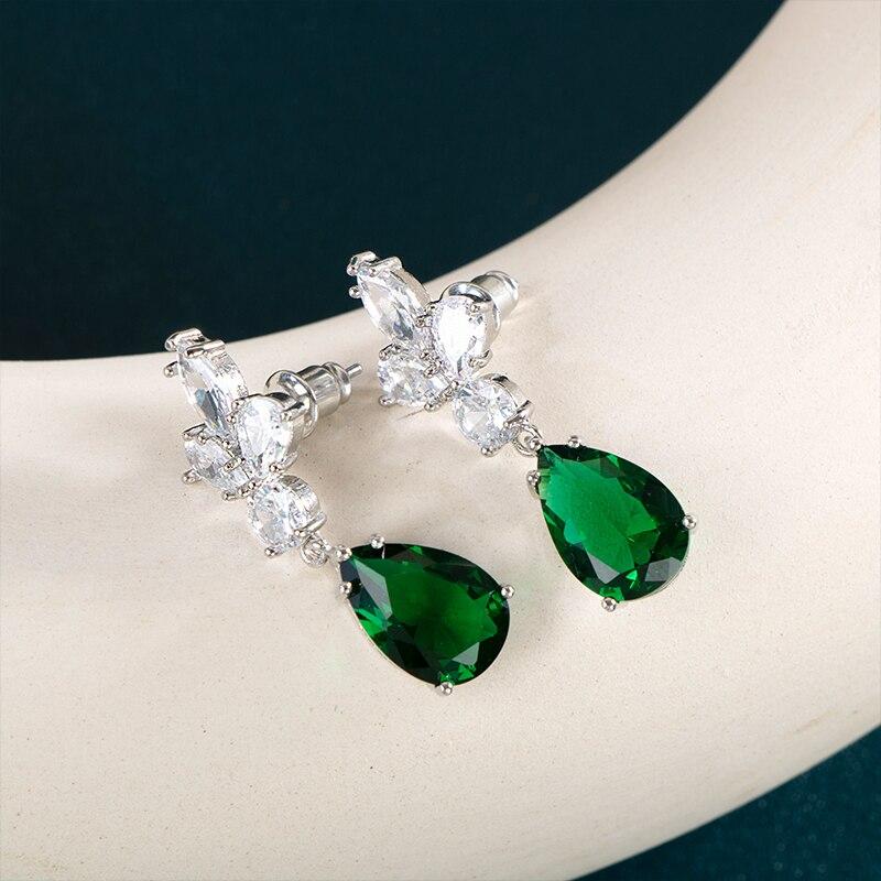 BELLA BOX Nydelige brudeøredobber til bryllup Kubisk zirkonia Grasiøse dame dingleøredobber Festgave Motesmykker Gaver