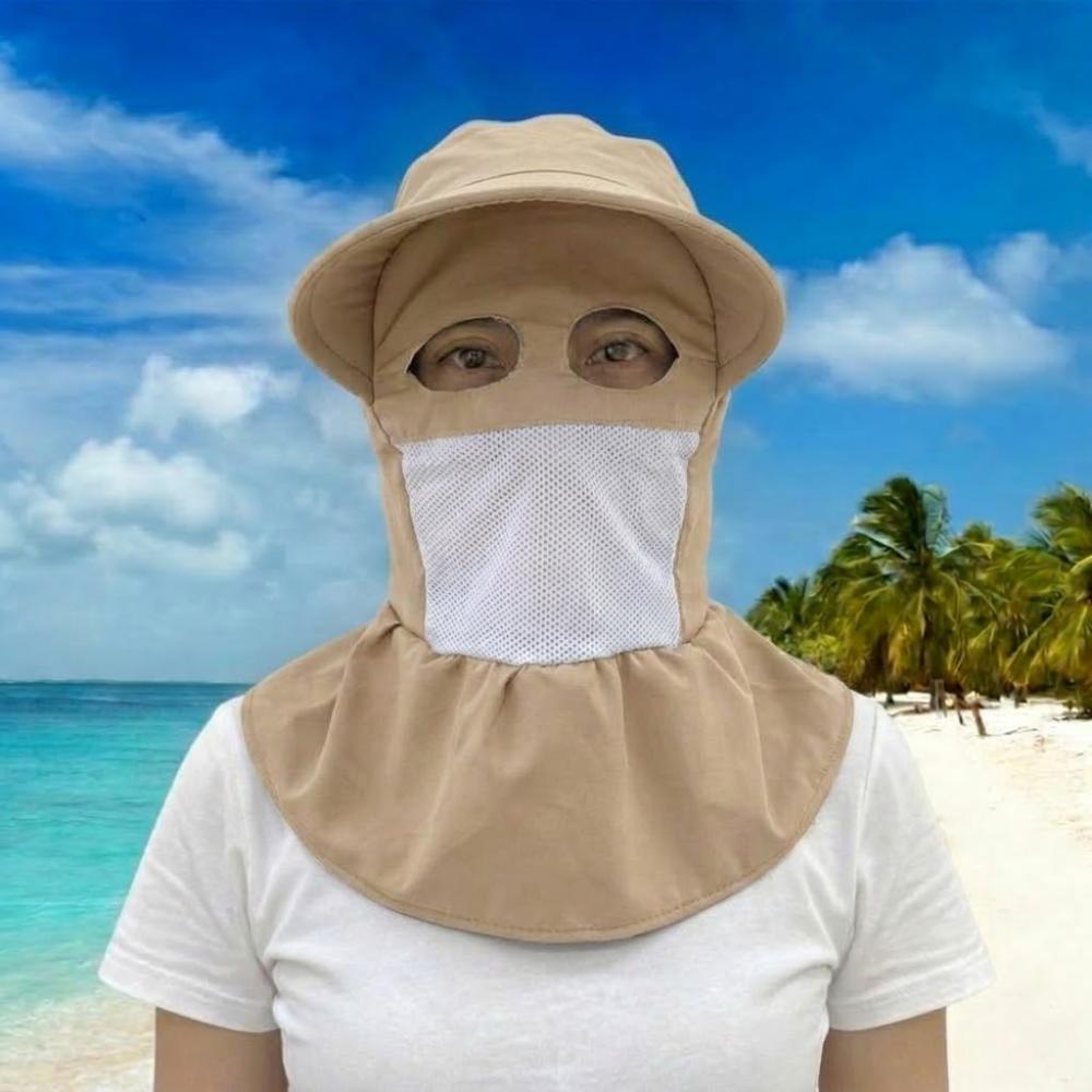 Wide Brim Face Mask Sun Hat UV Protection Breathable Tea Picking Work Hat Lightweight Full Wrap Fisherman's Hat Unisex Summer