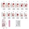 24Pcs Heart Pattern Short Square Press On Nail Fashion Cats Eye False Nail Suitable For Adults And Children