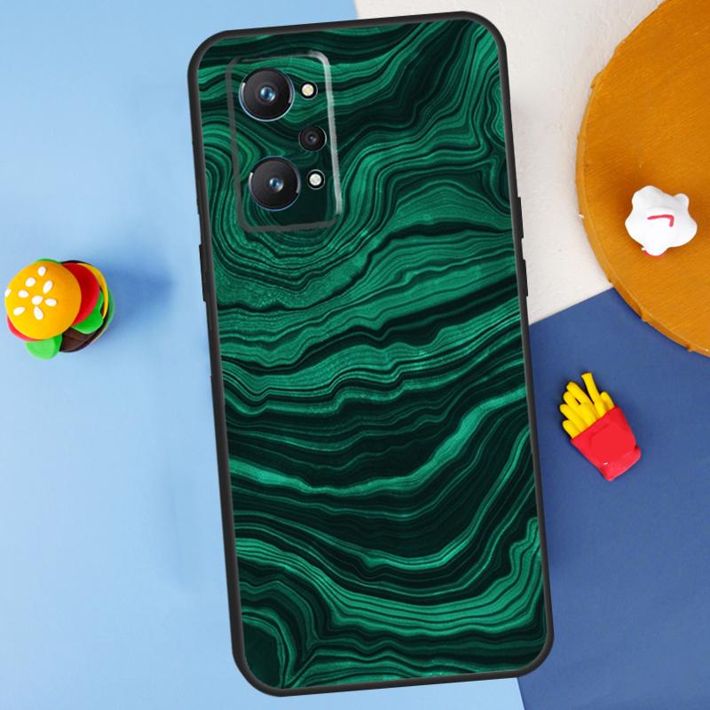 Gold Indigo Faux Malachite For Realme 11 10 12 13 14 Pro Plus GT 5 6 6T GT7 Pro C61 C53 C51 C21Y C25S C55 C67 C75 Case