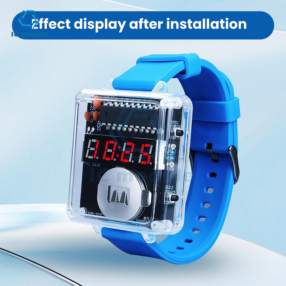 DIY Electronic Watch Kit LED Digital Tube Display Creative Soldering Project Transparent Case DIY Kit (Without Battery)