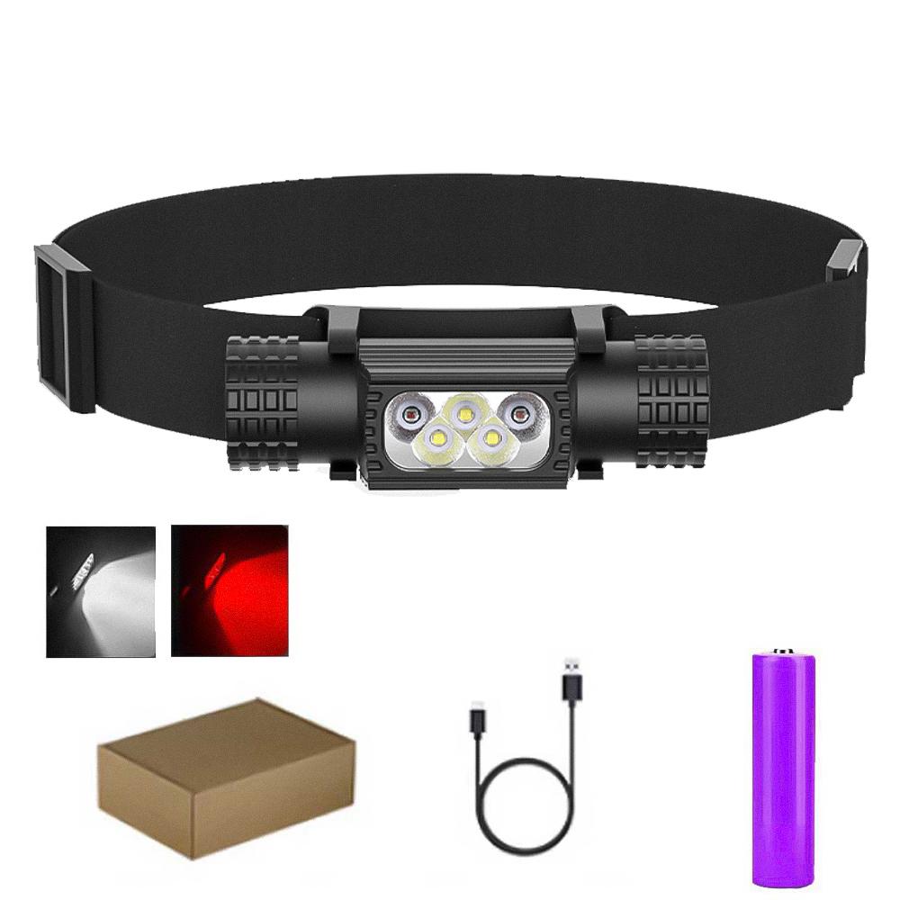 LED Mini Headlamp High Power White Red Memory Headlight 18650 Rechargeable USB Type-C Torch Camping Hunting Flashlight Lamp