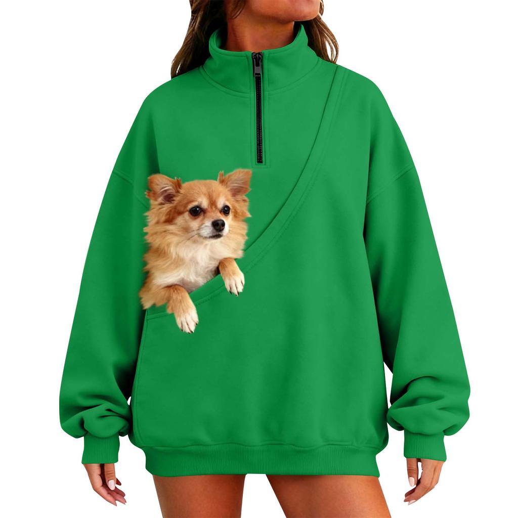 Women's Fashion Solid Color Long Sleeve Casual L Stand Collar Pullover Top