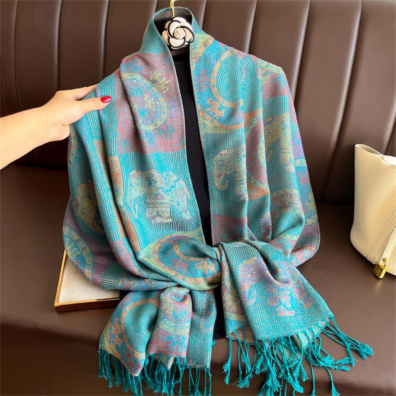 Bohemian Autumn Paisley Cashmere Shawl for Women Jacquard Pashmina Warm Winter Scarves Print Design Lady Foulard Stoles Scarf