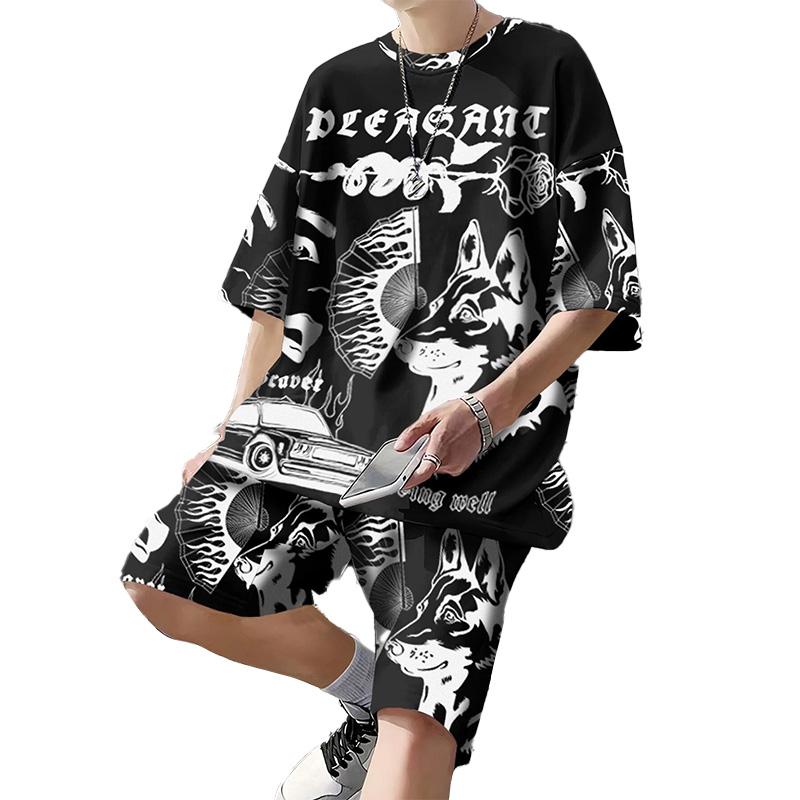 

Новый комплект из футболки и шорт Maniti EMRG с изображением животных и алфавита 2024 года легкий и не деформируется 6XL