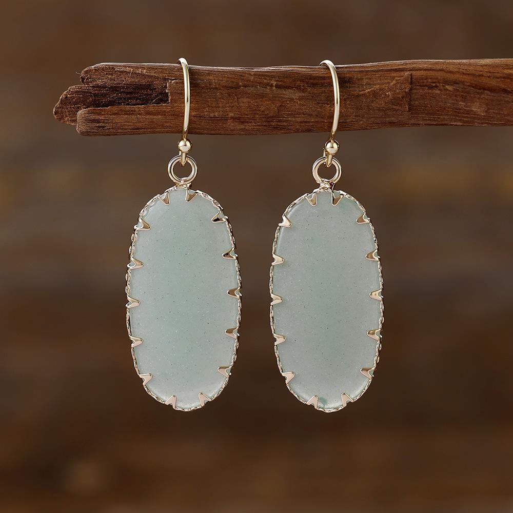 Geometrische Ohrringe aus Naturstein und Kristall, Ohrhaken, Ohrringe, japanisches und koreanisches schlichtes Designgefühl, beliebter Schmuck