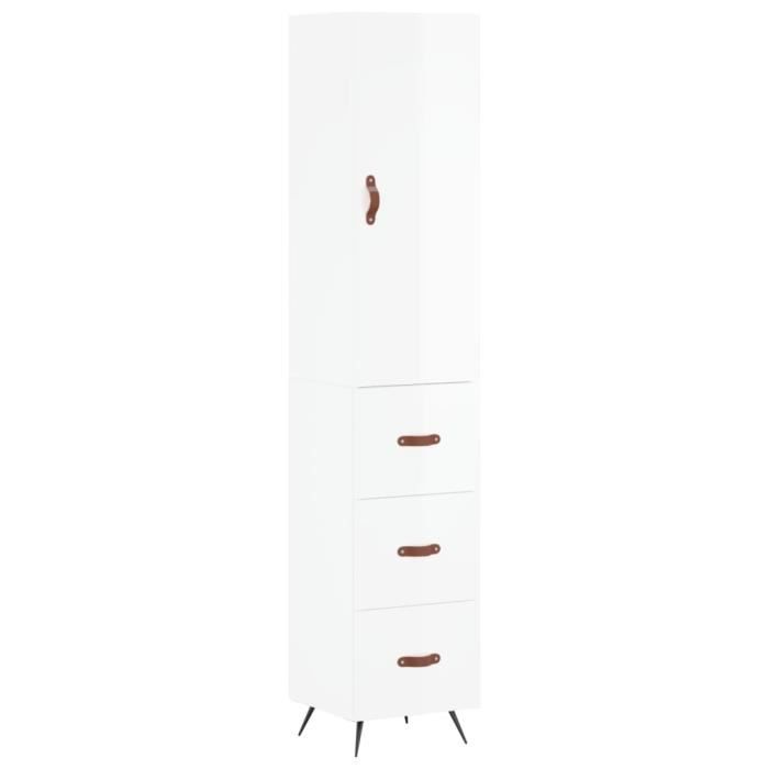 VidaXL Highboard Glossy White 34.5x34x180 Cm Engineered Wood 3198827