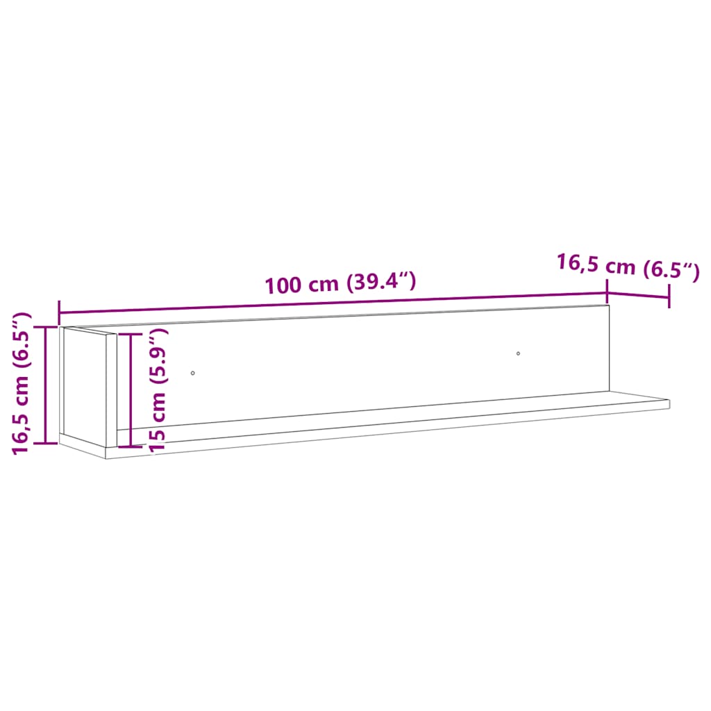 Wall Shelves 2 Pcs Smoked Oak 100 X 16.5 X 16.5 Cm Engineered Wood