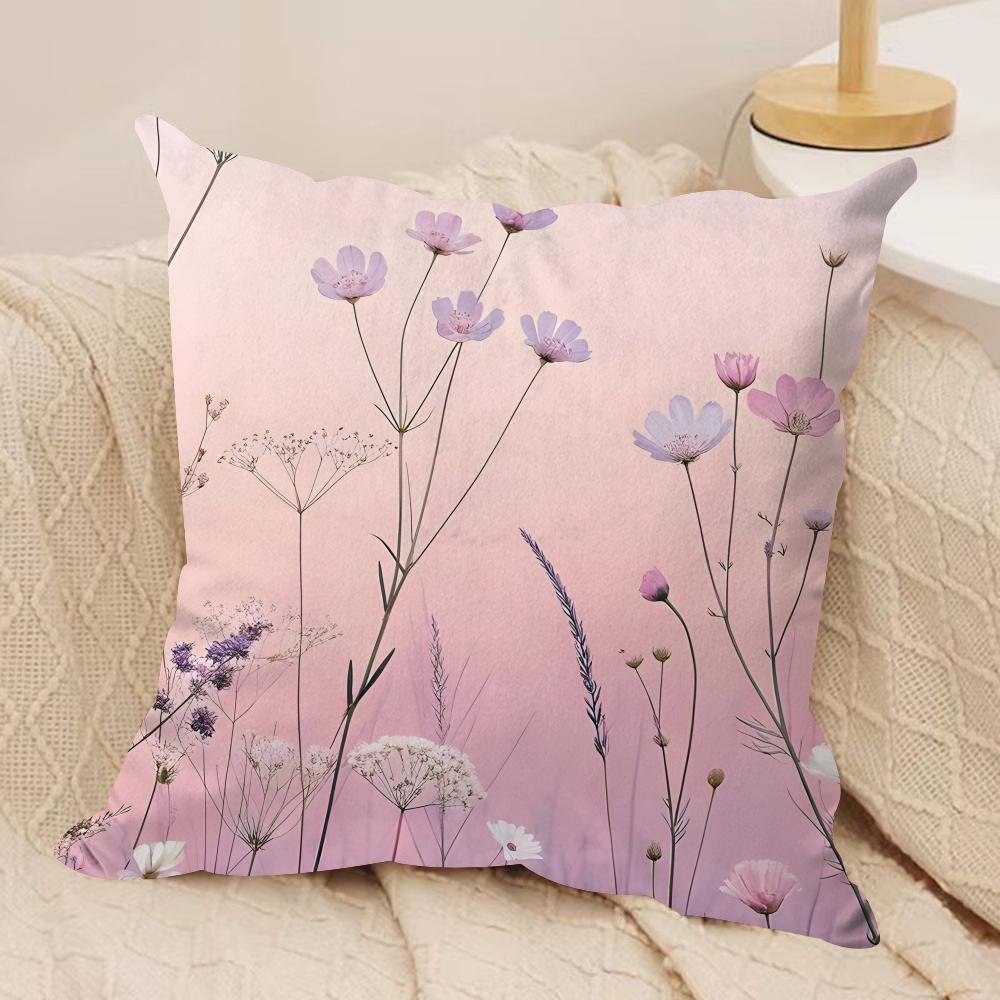 Little Flowers Cushion Cover Soft Plush Fabric DoubleSided Printed Sofa Cushion Cover for All Seasons Home Decor Gift