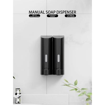 1pc Double Head Manual Soap Dispenser Wall-Mounted Perforation-Free Hotel Bathroom Shampoo Shower Gel Dispenser Kitchen Hand San