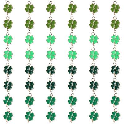 48pcs Alloy Alloy Mini Lucky Leaf Charms 11x18mm Shamrock Charms for DIY Crafts
