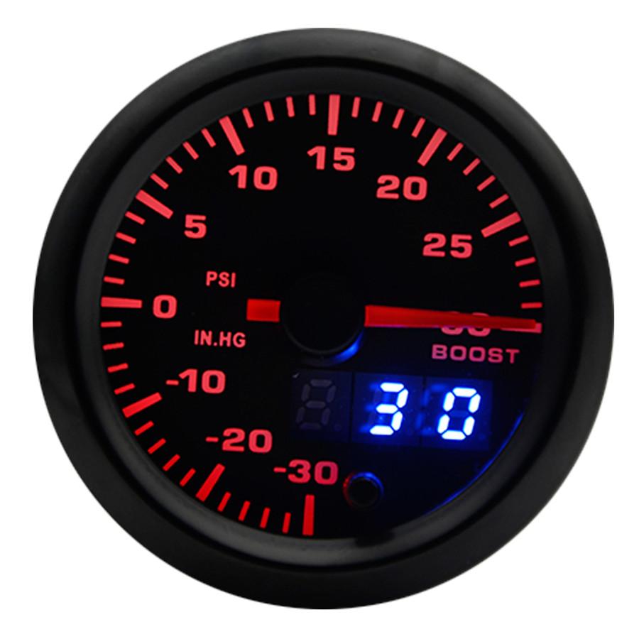2" 52mm 7 Colors LED Car Auto Turbo Boost Gauge PSI Meter Analog/Digital Dual Di