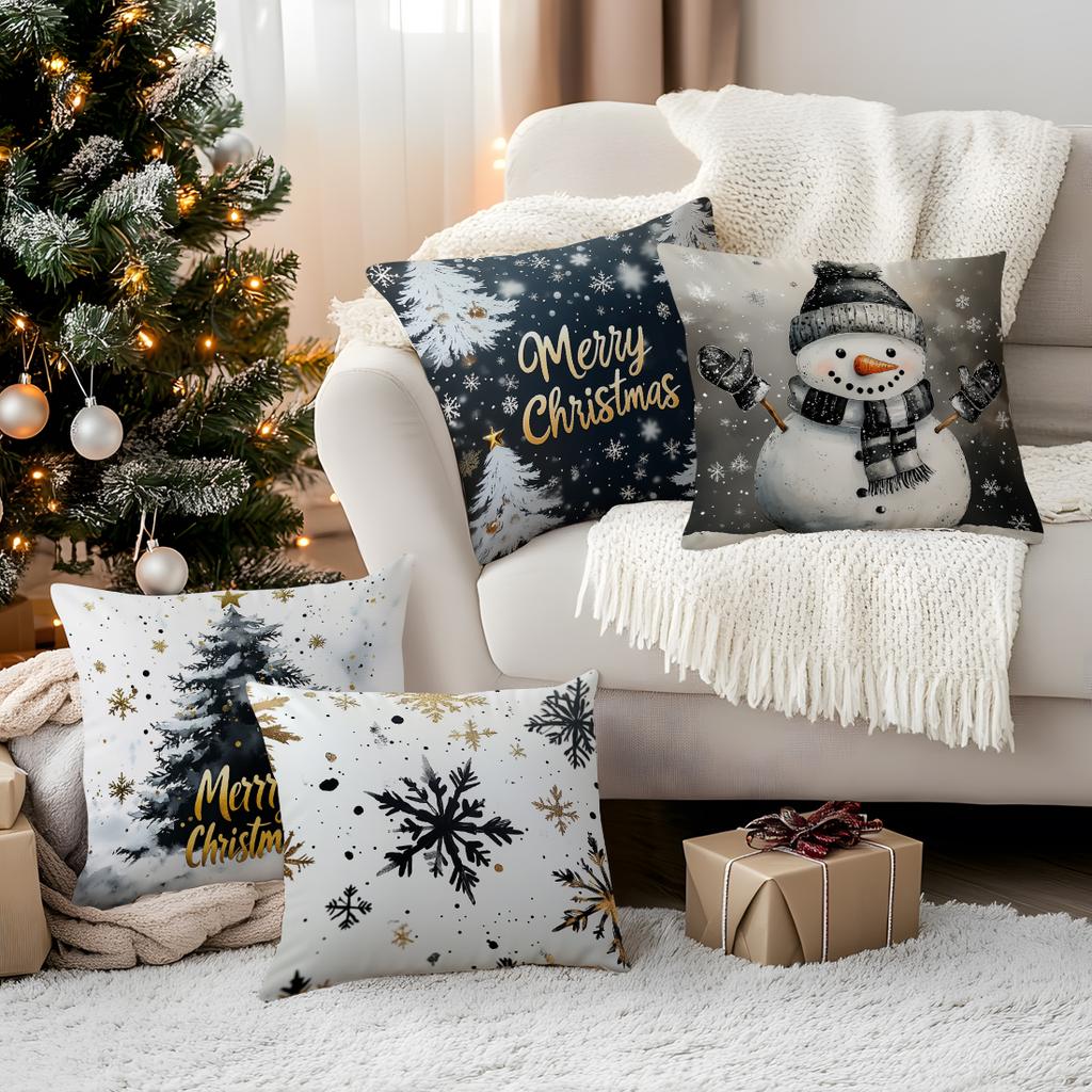 Merry Christmas Decorative Pillowcase 18X18 Inch Pillow Covers Throw Pillows Cushion Cases For Home Car Sofa Christmas Winter