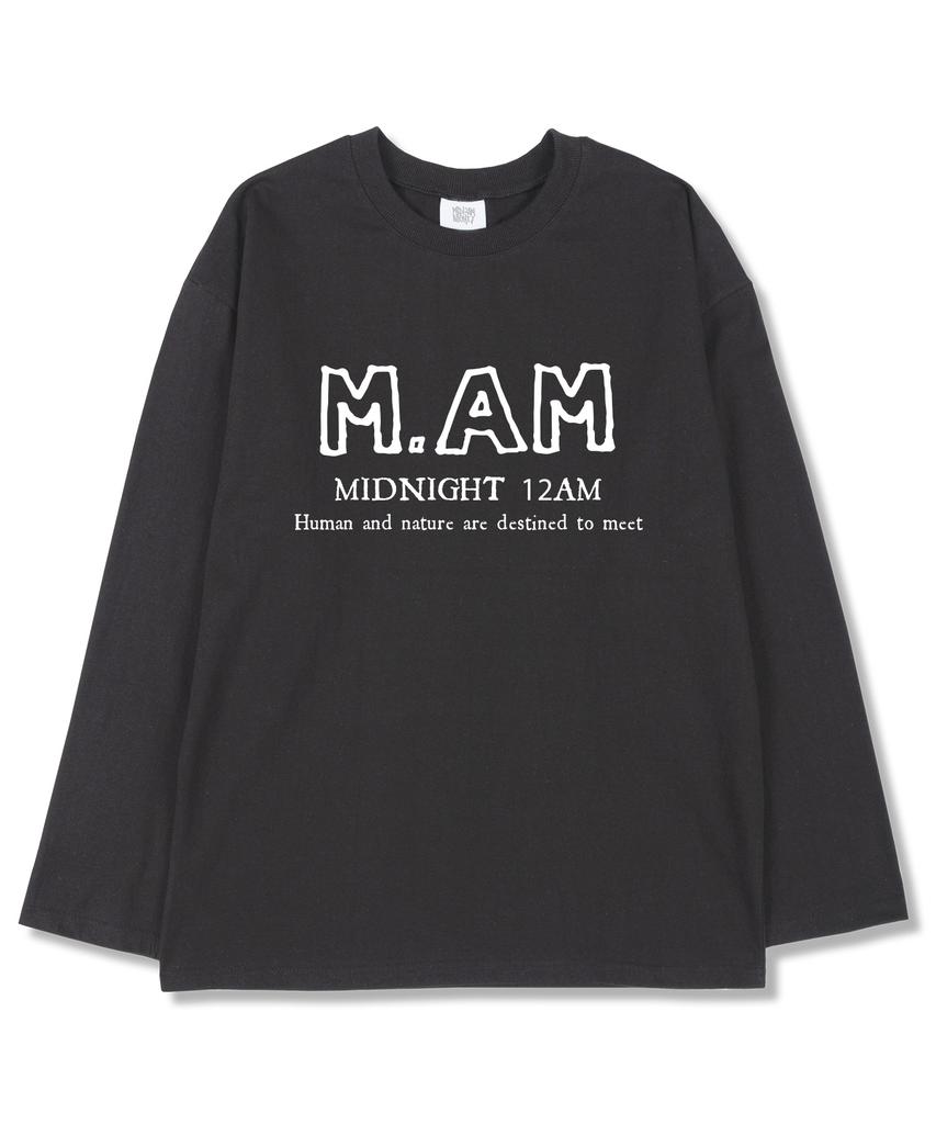MIDNIGHT12AM M.Am Logo Oversized Long Sleeve T-Shirt Dark Gray (Ribbed Cuffs Selectable)