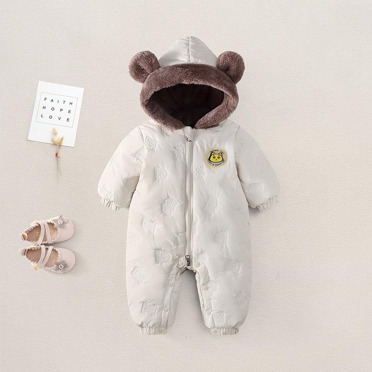 Infant Winter Fleece Romper for 3-12 Months - Unisex, Thick, Cotton-padded