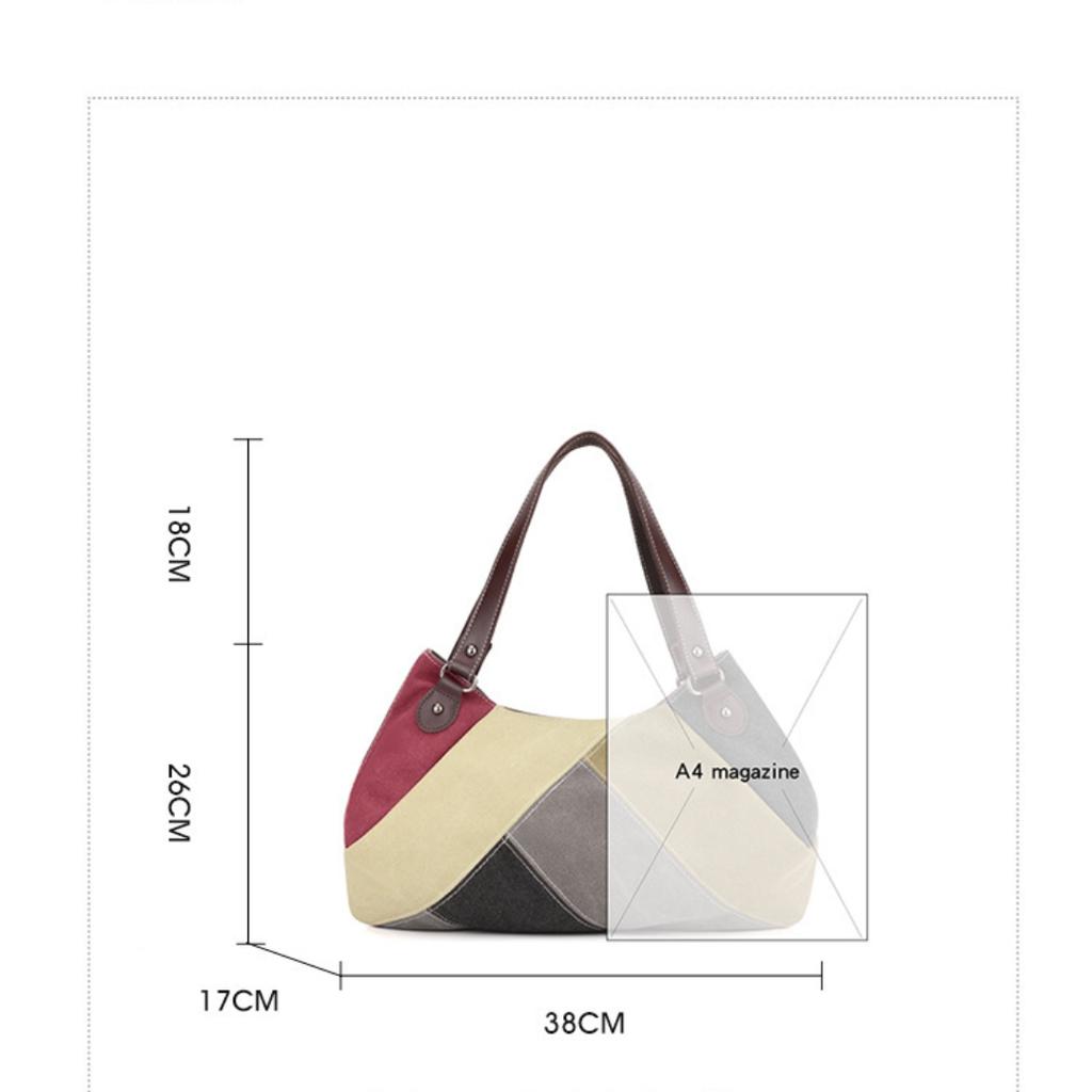 Single Shoulder Bag Women's Bag Trend All Simple Fashion Large Capacity Patchwork Color Canvas Bag