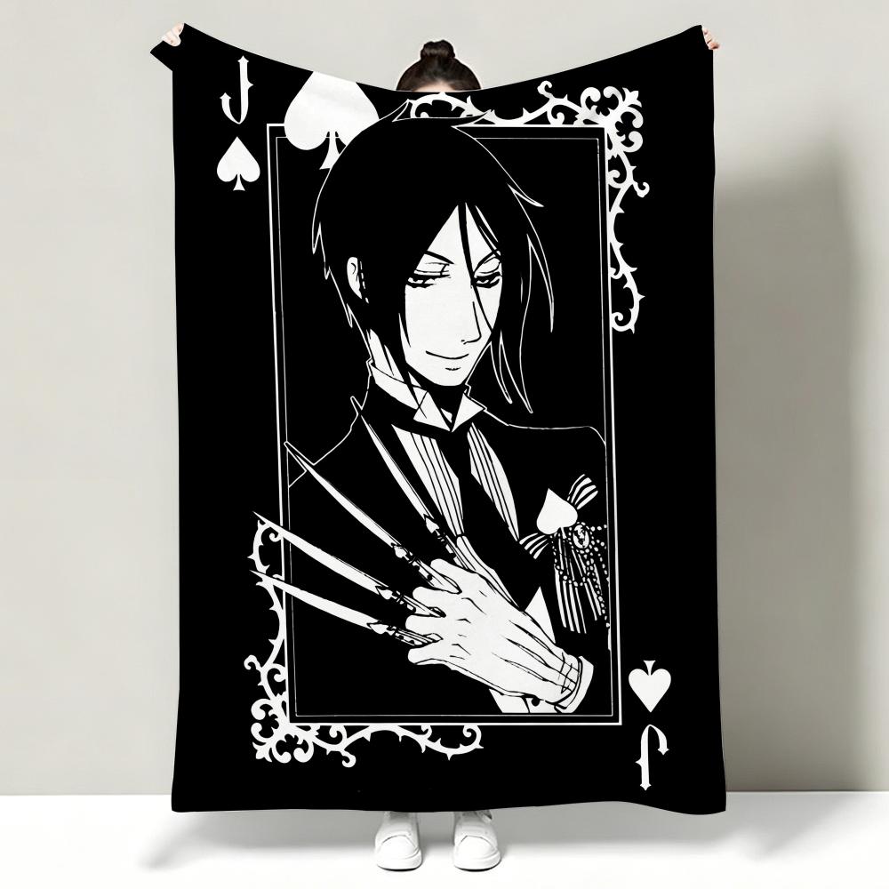 Coperta Plaid Morbida Calda in Flanella Anime B-Black B-Butler S-Square E-Enix, Multiuso per Divano Letto Ufficio Riposo