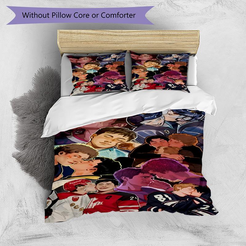 3pcs Duvet Cover Set (1*Duvet Cover + 2*Pillowcase, Without Core), Heated Rivalry Print Bedding Set, Bedroom Decor, All‑Season, Birthday Gift