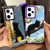Schwarze Katze Ästhetik Muster Weiche Handyhülle für Samsung Galaxy S24 S25 FE S26 Edge S23 Ultra S22 Plus S21 + Stoßfeste Hülle Bac