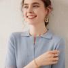 Women's Ultra-Fine Spun Cashmere Sweater: Soft, Sticky, POLO Collar, Short Slim-Fit Half Sleeves, Five-Point Style, Ideal Base Layer