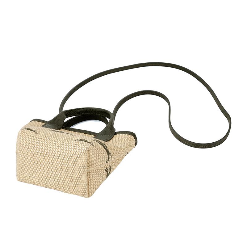 Longchamp Le Panier Pliage Logo Embroidered Detachable Shoulder Strap Straw Texture Canvas Mini Shoulder Crossbody Tote Bag Women Bags 10206HCF292