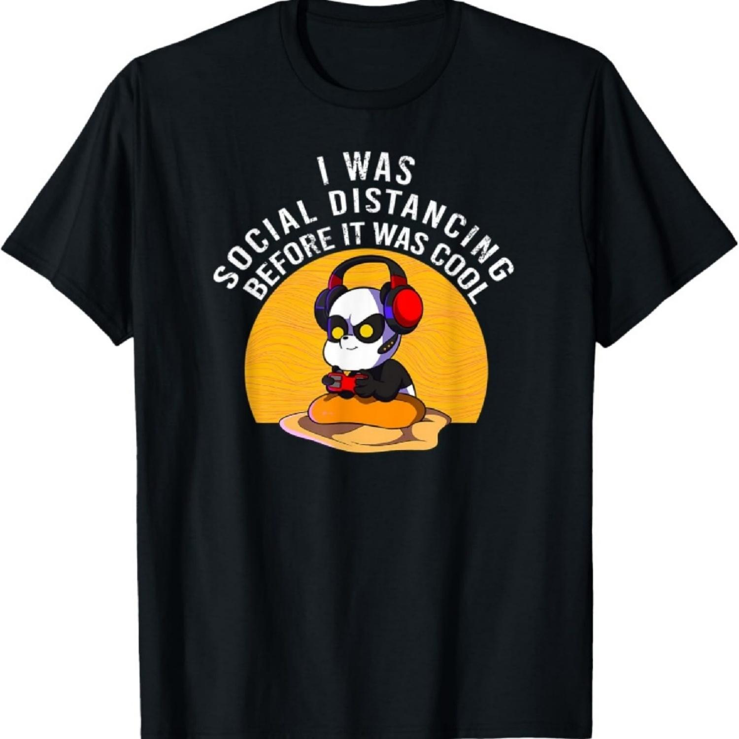 

Funny Social Distancing Quote Cute Psycho Gamer Panda T-Shirt XXXXXL чорний