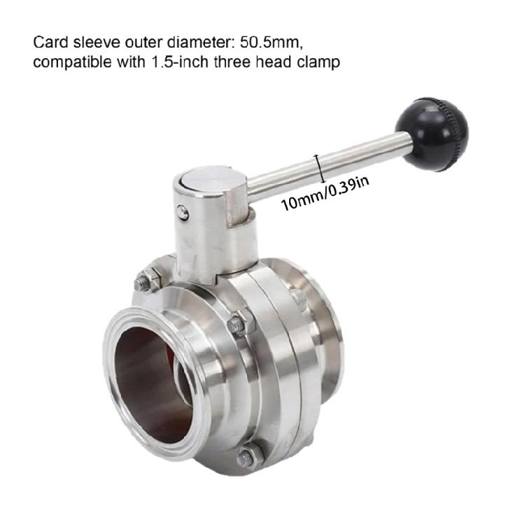 1.5Inch Clamp Sanitary Butterfly Valves with Pull Handle Stainless Steel Clamp Clovers Shut Off Flows Controller