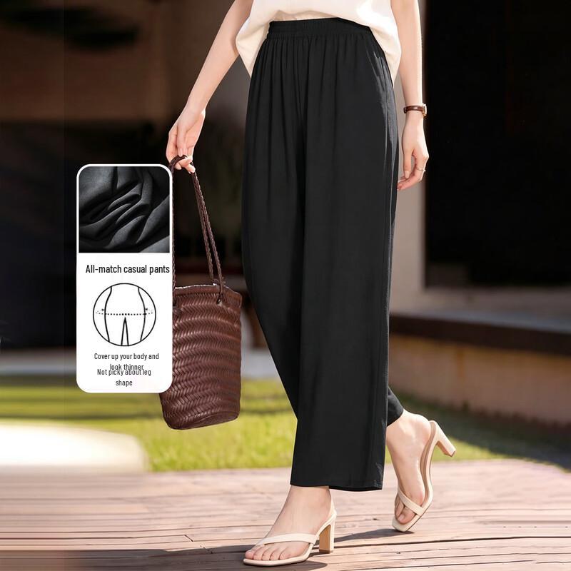 Fumama Women s Summer Relaxed Drape Straight Leg Casual Pants L