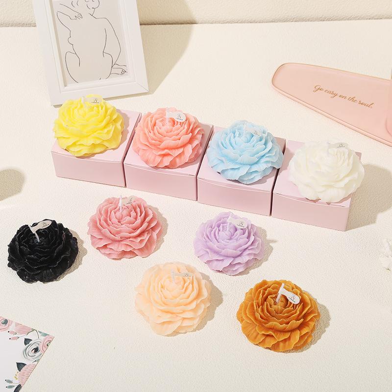Peony Flower Aroma Candle 1PCS Indoor Accompaniment Handmade Scented Solid Wax Mother's Day Atmosphere Valentine's Day