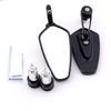 HANSWD Universal 7/8" Oval CNC Billet Aluminum Handlebar End Mount Glare Rear View Sport Side Mirror (Black)