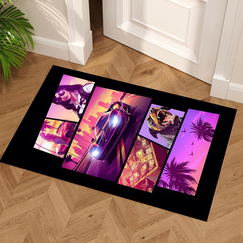 Grand Theft Auto Area Rug Design for Entryway Game Room Bedrooms Hallway Antislip Carpet Anime Office Decor Gift for Festivals