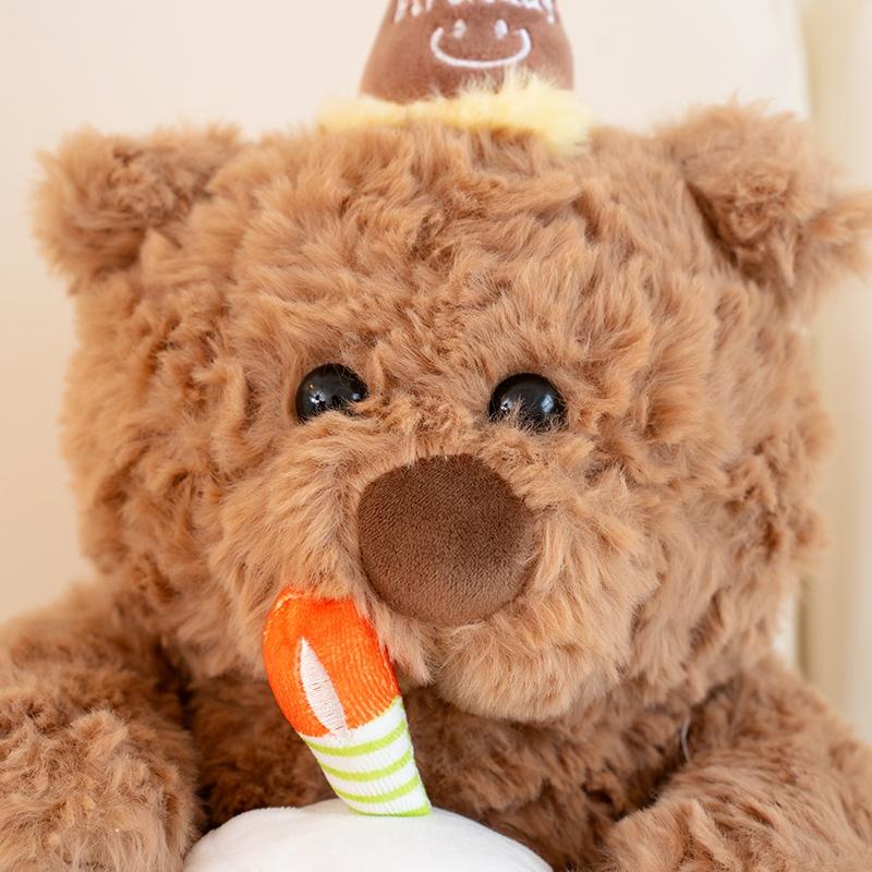 Non-Toxic Cute Bear Stuffed Plush Toy Cartoon Animal Teddy Bear Cake Plushies Cushion Dolls Kids Gifts Happy Baby One Birthday Party Decor