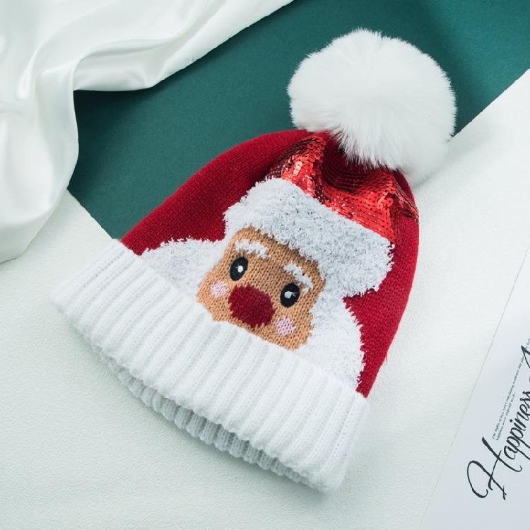 Trendy Santa Claus Beanie Hat Windproof Elk Knit Hat Wool Hat All-match Winter