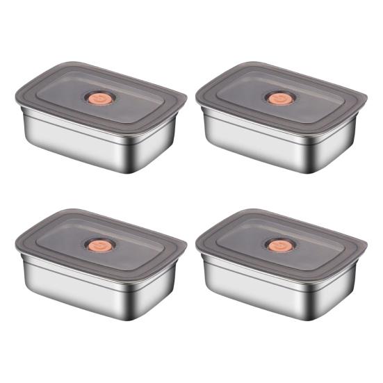 Lunch Box with Lid Stackable Snack Containers Leak-proof Stainless Steel Food Container for Fruits