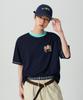 BEYOND CLOSET [Collection Line] Hand-Print Detail Cotton Short Sleeve T-Shirt Navy
