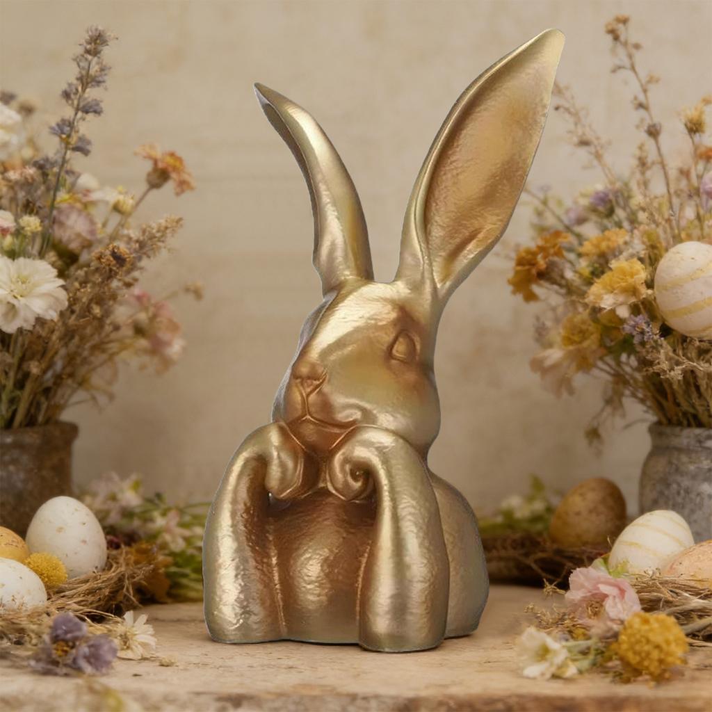 Easter Bunny Figurine Gold Home Decor Rabbit Figurine Easter Table Centerpiece for Spring Home Table Decor Party Supplies Gifts