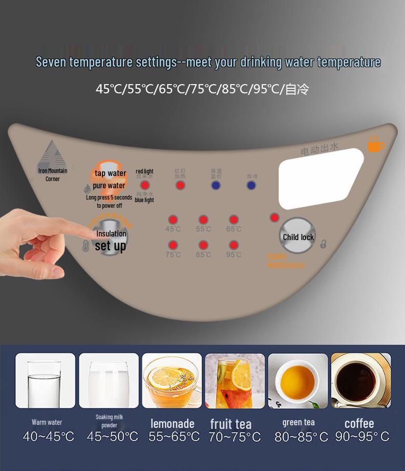 Hervidor eléctrico de acero inoxidable 304 aislado de siete etapas con control inteligente de temperatura