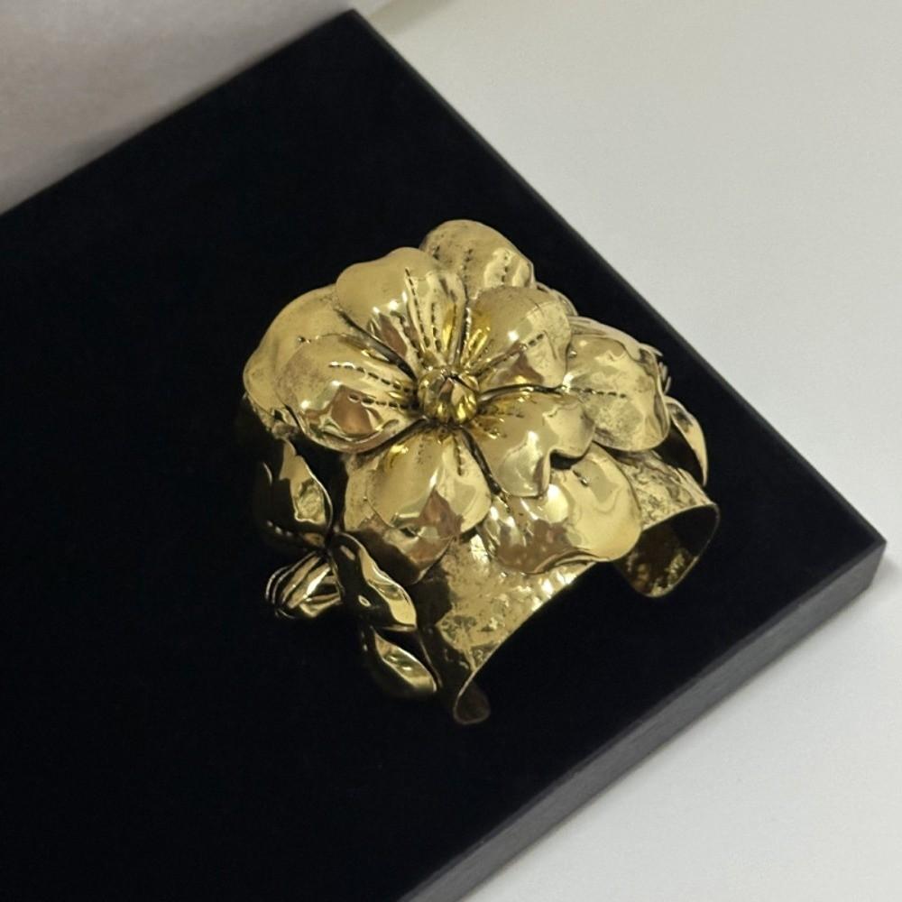 Wide Open Metal Flower Bracelet Armlet Women's Wrist Jewelry  Festival Gifts