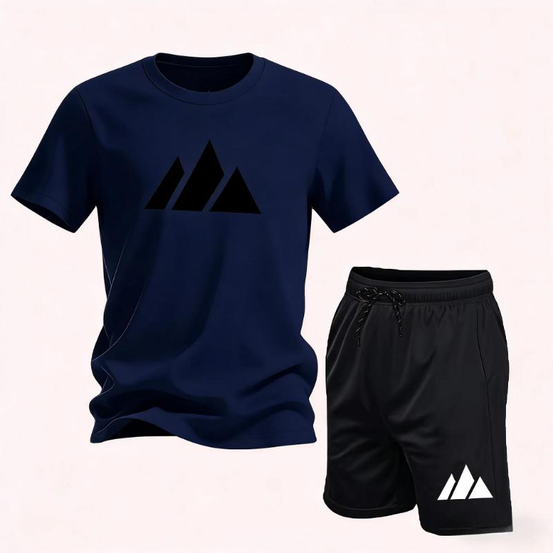 Sommer Mode Trendig Lässig Sport Zwei-Teiler Set Jugend Herren Kurzarm T-Shirt Shorts Set Atmungsaktiv Schnelltrocknend Active Wear