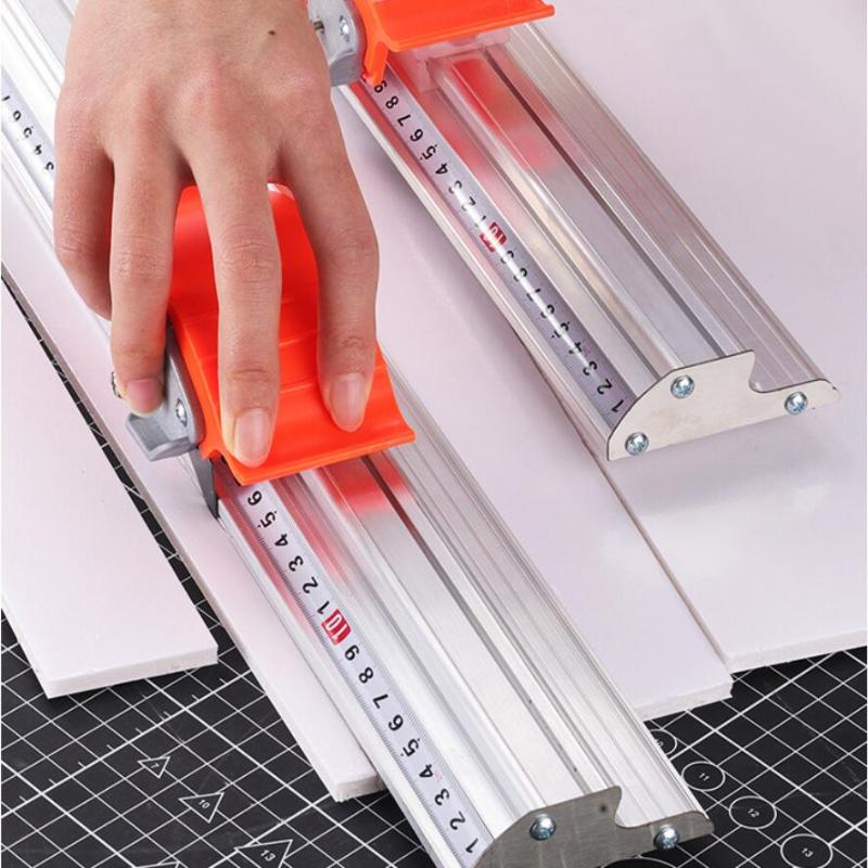 1 ks hliníková protiskluzová polohovací řezací pravítko ruční posuvný řezač papíru s dvojitou stupnicí PVC řezací pravítko DIY nástroj