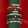 Handmade Christmas Polymer Clay Beaded Bracelet Set – European & American Holiday Bangle with Christmas Letter Charms
