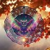 Solar-Powered 2D Metal Owl Wind Spinner - Colorful Garden Decor with 360° Rotating Hook